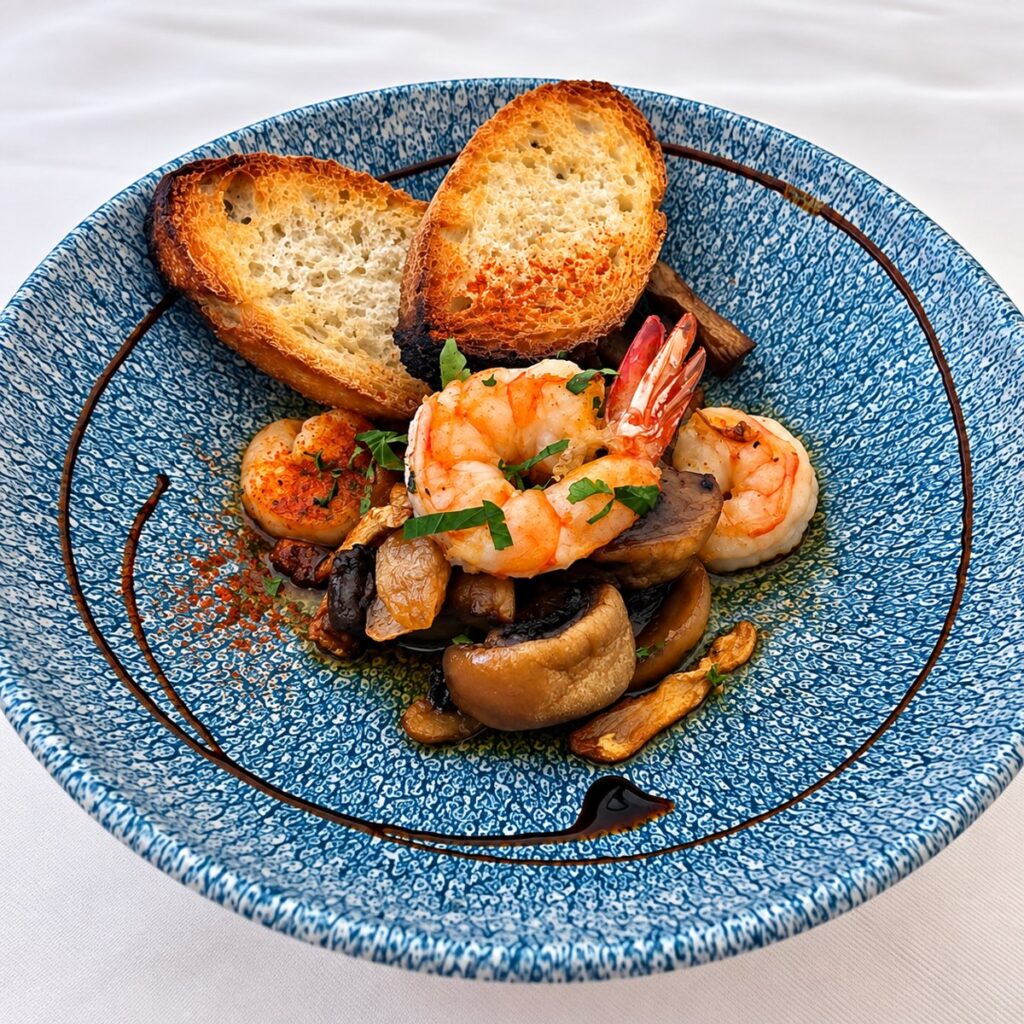 Champiñones y gambas al ajillo